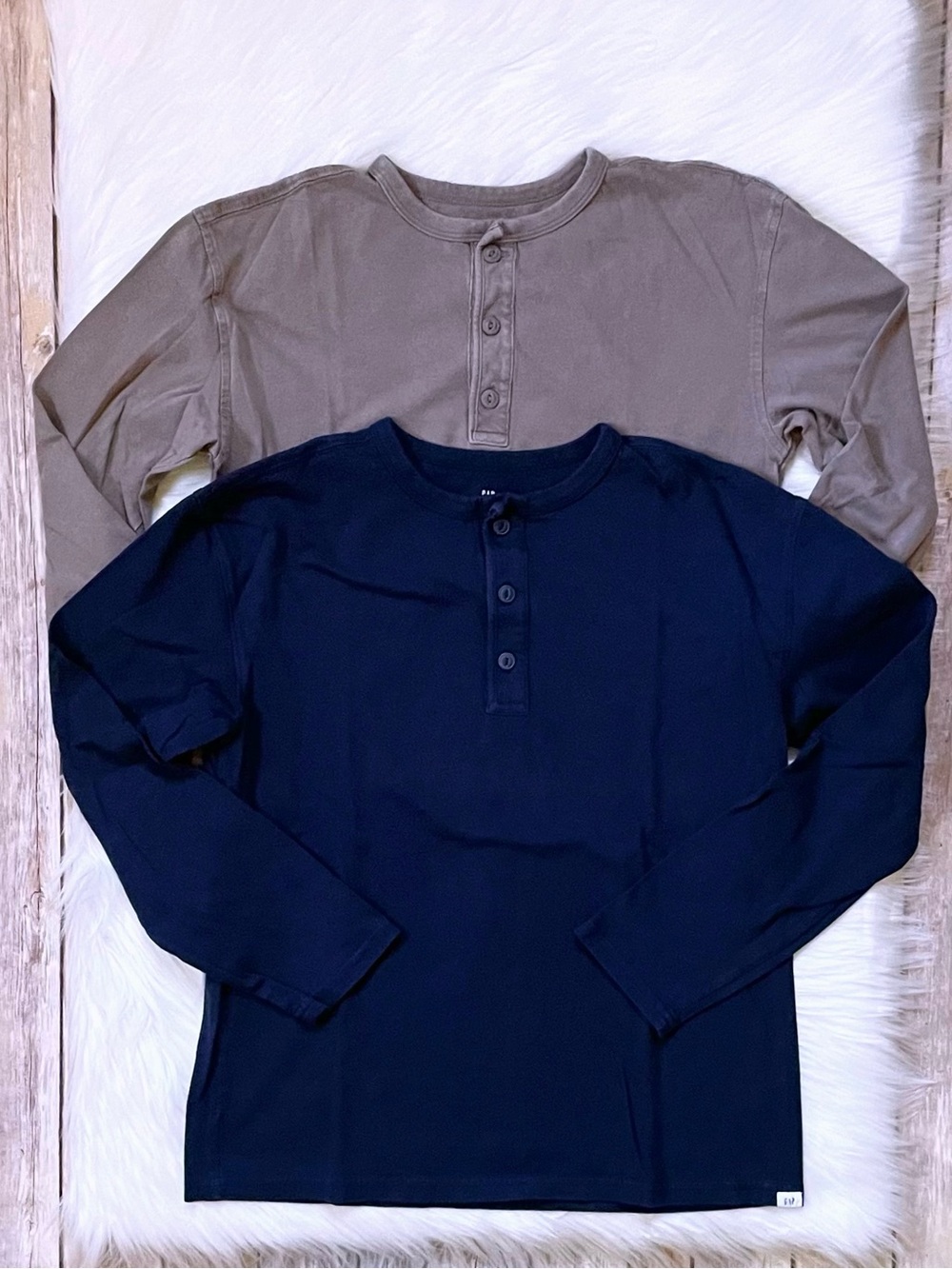Gap Kids 100% Cotton Henley Long Sleeve Tees